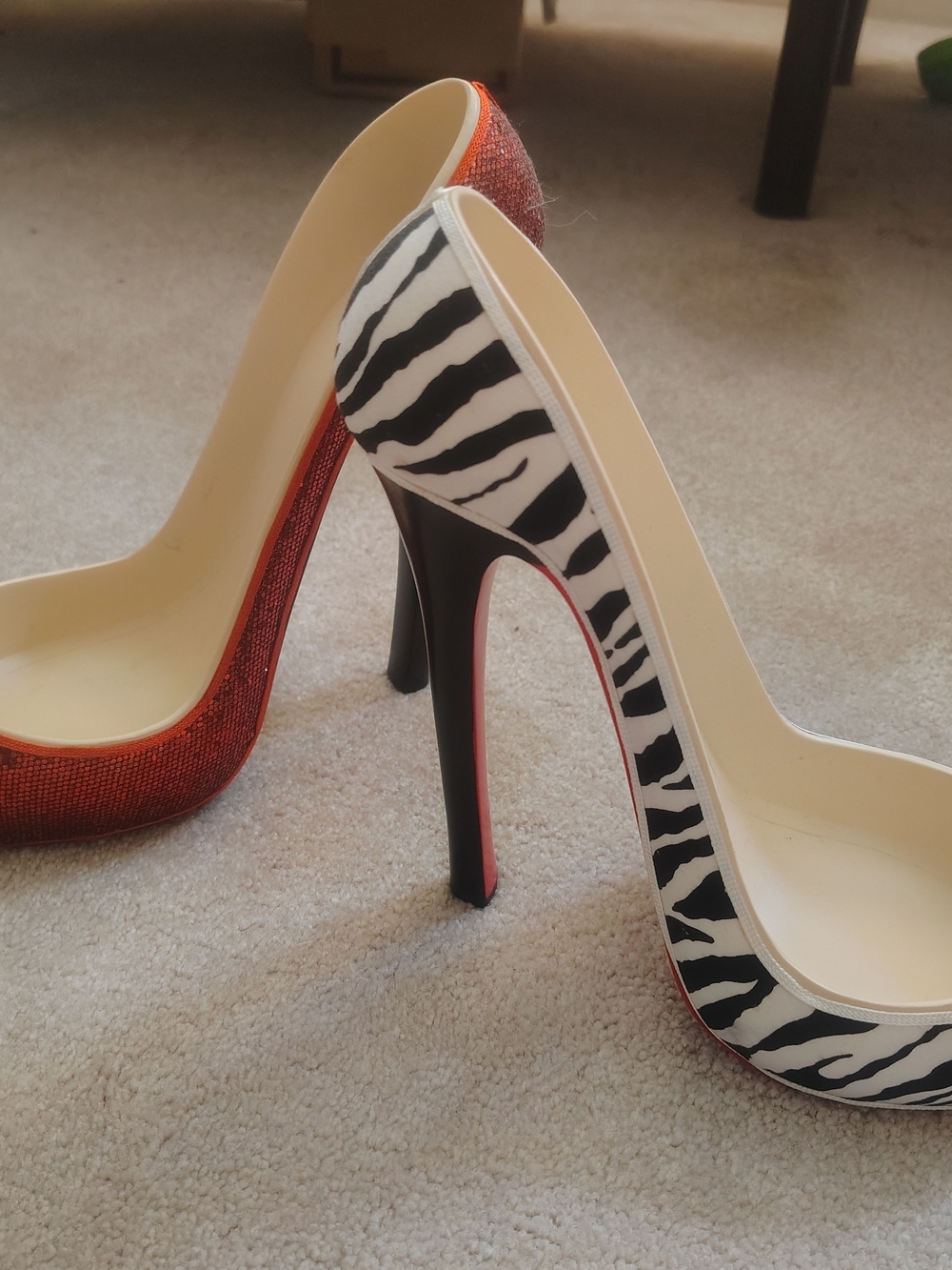 Kirklands Zebra Print and Red Accent Decorative High Heel Wine Bottle Holders